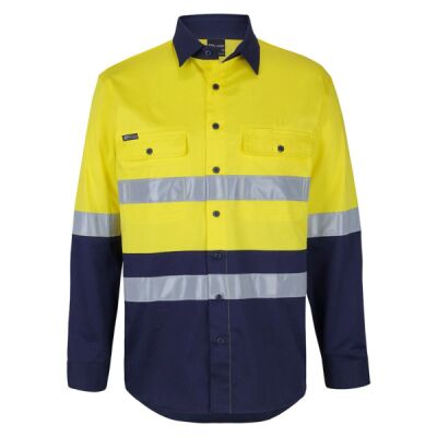 Mens Hi Vis (D+N) Long Sleeve Stretch Work Shirt with Tape Thumbnail