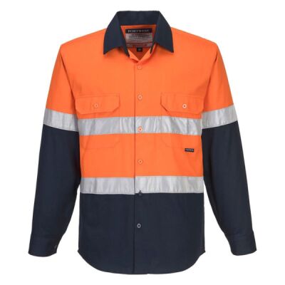 Mens Industrial Hi-Vis Lightweight Contrast Long Sleeve Shirt Thumbnail