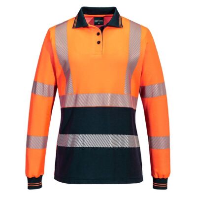 Womens Hi Vis Cotton Comfort Polo Shirt Long Sleeve Thumbnail