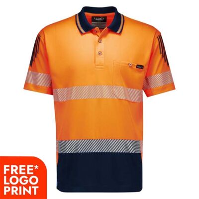 Mens Hi Vis Flux Segmented Tape Short Sleeve Polo Thumbnail