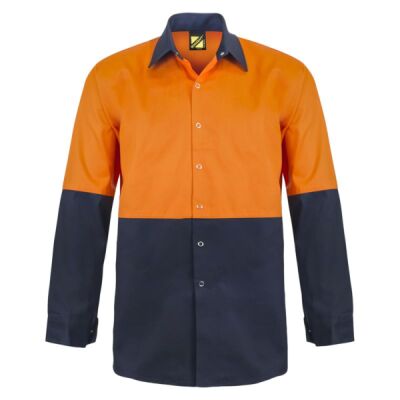 Mens Long Sleeve Two Tone Hi Vis Shirt With Studs Thumbnail